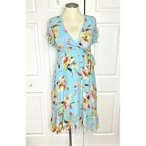 Karl Lagerfeld Paris Women’s Floral Print Faux Wrap Dress size 6 (READ)